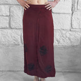 'Wrap Around Skirt' Long Embroidered - Red