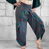 'Split' Indian Stonewashed Rayon Pants - Dark Gray