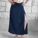 'Wrap Around Skirt' Long Embroidered - Blue