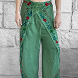 'Split' Indian Stonewashed Rayon Pants - Light Green