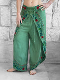 'Split' Indian Stonewashed Rayon Pants - Light Green