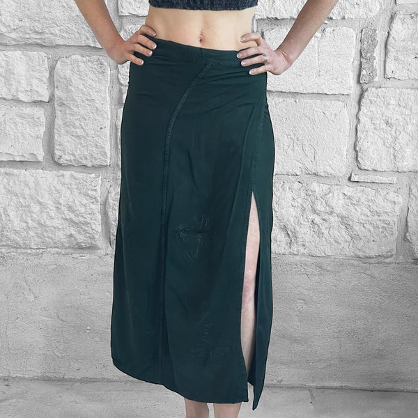 'Wrap Around Skirt' Long Embroidered - Green