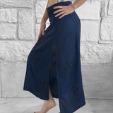 'Wrap Around Skirt' Long Embroidered - Blue