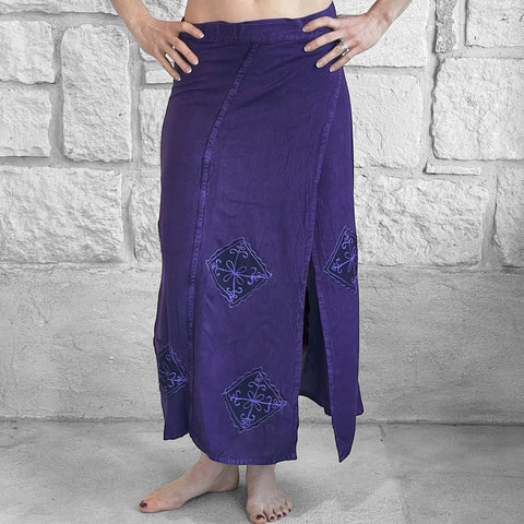 'Wrap Around Skirt' Long Embroidered - Purple