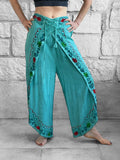 'Split' Indian Stonewashed Rayon Pants - Blue