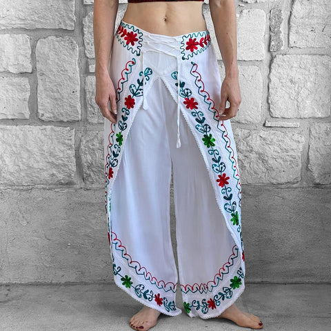 'Split' Indian Rayon Pants - White