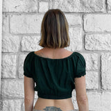 'Peasant Crop Top' - Stone Green