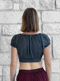 'Peasant Crop Top' - Stone Grey