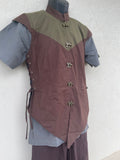 'Doublet' Vest  - Brown/Green