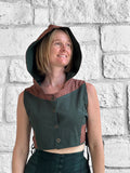 'Sprite Hooded Vest'  - Green/Brown