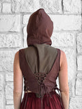 'Sprite Hooded Vest' - Fern Green/Brown