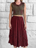 'Snowflake Skirt' - Stone Dark Red