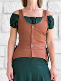 'Long Petal Vest' Viking Bodice - Brown