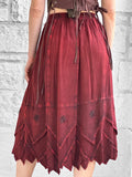 'Snowflake Skirt' - Stone Dark Red