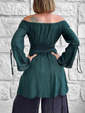 'Juliet' Pirate Chemise - Dark Stone Green