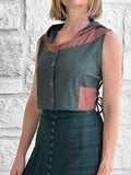 'Sprite Hooded Vest'  - Green/Brown