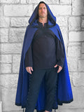 'Hooded Cloak' - Dark Blue/Black Trim