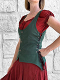 'Long Petal Vest' Viking Bodice - Cotton Green