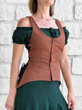 'Long Petal Vest' Viking Bodice - Brown