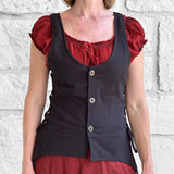 'Long Petal Vest' Viking Bodice - Cotton Black