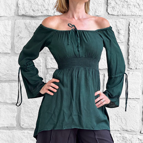 'Juliet' Pirate Chemise - Dark Stone Green