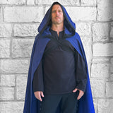 'Hooded Cloak' - Dark Blue/Black Trim