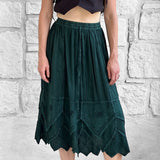 'Snowflake Skirt' - Stone Dark Green