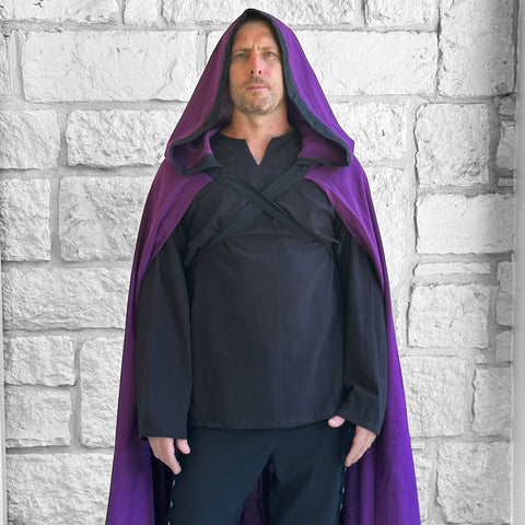 'Hooded Cloak' - Purple/Blk