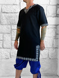 'Moonlight' Short Sleeves Viking Tunic - Black