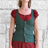 'Long Petal Vest' Viking Bodice - Cotton Green