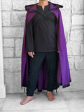 'Hooded Cloak' - Purple/Blk