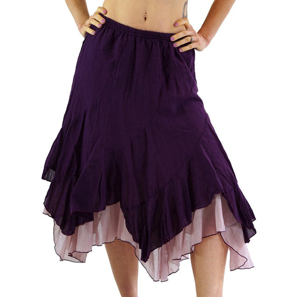 'Two Layer' Gypsy Renaissance Skirt - Purple/L:ight Purple - zootzu