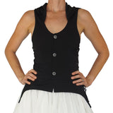 'Hooded Long Petal Vest' Viking Bodice - Black