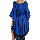 Blue/Black Lace Dress Long Sleeve - zootzu