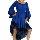 Blue/Black Lace Dress Long Sleeve - zootzu