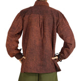 'Merchant' Renaissance Shirt with High Collar - Stone Brown - zootzu