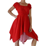 'Short Sleeve Gypsy Dress' - Red - zootzu