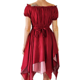 'Short Sleeve Gypsy Dress' - Burgundy - zootzu