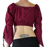 'LS Pull Tie' Gypsy Chemise - Burgundy - zootzu