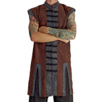 Long Pirate Vest - Stonewashed Brown/Black Buttons - zootzu