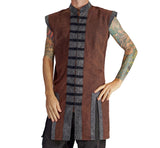 Long Pirate Vest - Stonewashed Brown/Black Buttons - zootzu