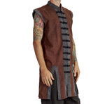 Long Pirate Vest - Stonewashed Brown/Black Buttons - zootzu