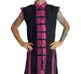 Long Pirate Vest, Silk Trim - Purple - zootzu