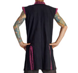 Long Pirate Vest, Silk Trim - Purple - zootzu