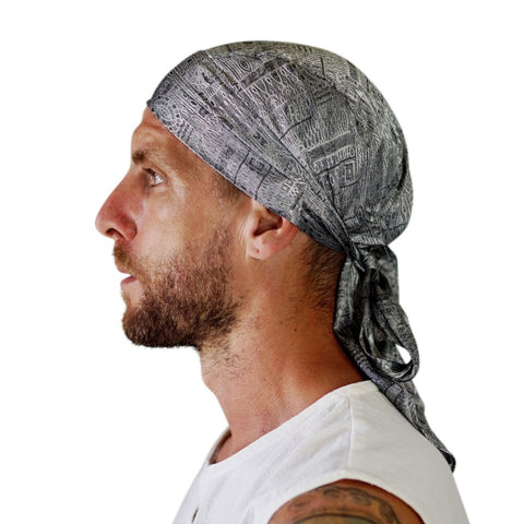 'Pirate Bandana' Medieval Hat, Silk - Silver