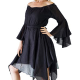 'Bell Sleeve' Renaissance Costume Dress - Black - zootzu