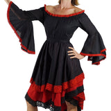 Black/Red Lace Dress Long Sleeve - zootzu