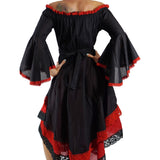 Black/Red Lace Dress Long Sleeve - zootzu