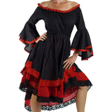 Black/Red Lace Dress Long Sleeve - zootzu