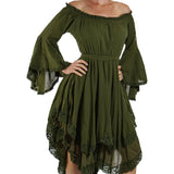 Green Lace Dress Long Sleeve - zootzu